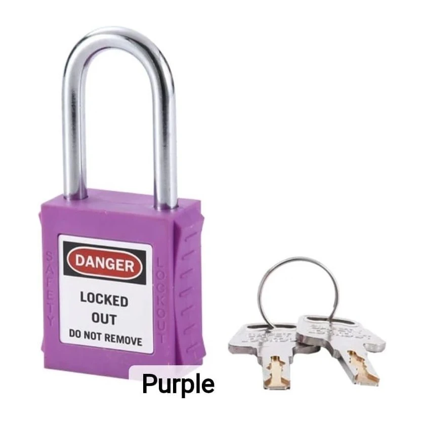 38mm Steel Shackle Safety Padlock — Purple