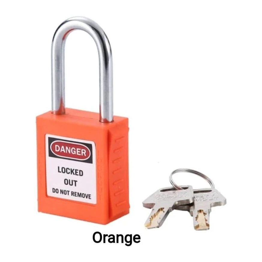 38mm Steel Shackle Safety Padlock — Orange