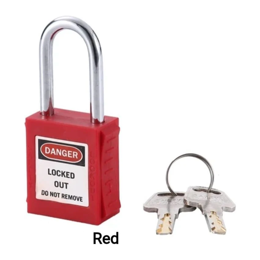38mm Steel Shackle Safety Padlock — Red