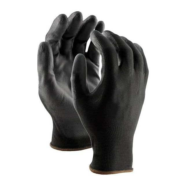 Black PU Palm Coated Nylon Work Gloves