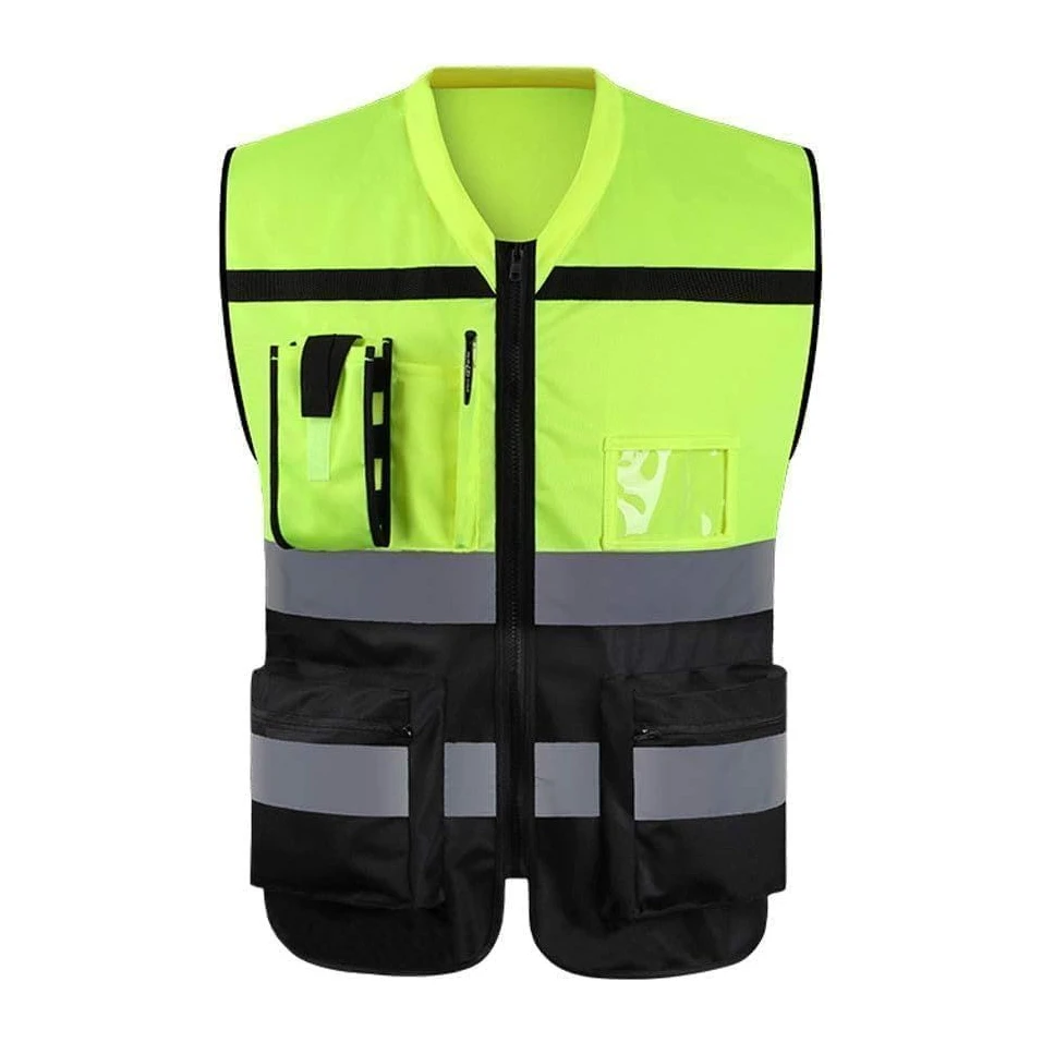 Hi-Vis Safety Vest Round neck, Neon/Black