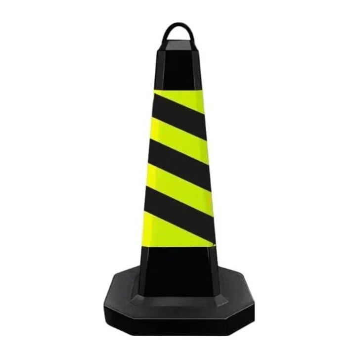 Rubber Traffic Safety Cone with Reflective LIME