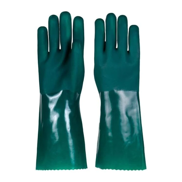 Green PVC Chemical Resistant Safety Gloves